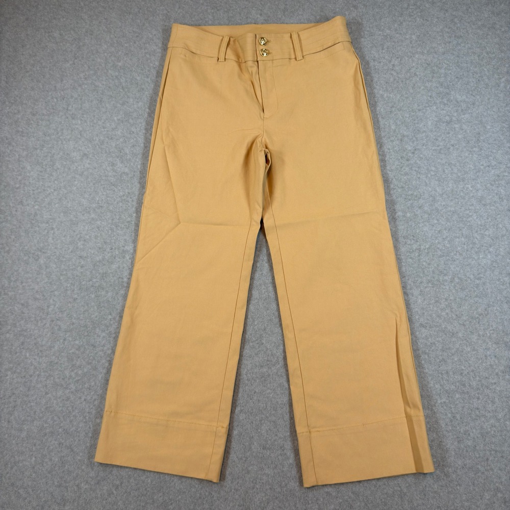 Chico's Wide Leg Trousers Womens 0 US 4 Tan Preppy Career Business Casual